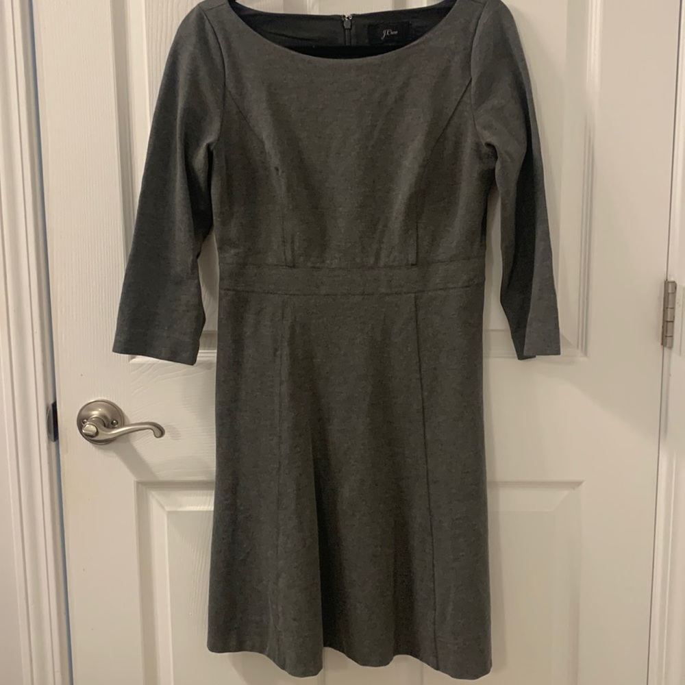 EUC J.Crew fit and flare sheath dress in stretch ponte in heather coal, size 6